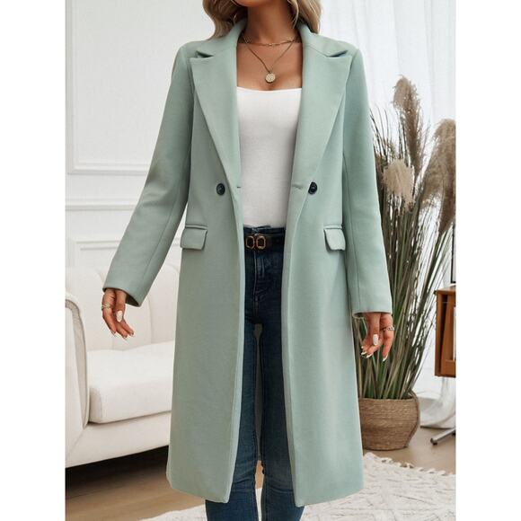 Collared Neck Long Trench Coat - Picture 1 of 11